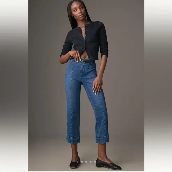 Pilcro Slim 70s High-Rise Crop Flare Jeans Size 28 - Picture 1 of 16